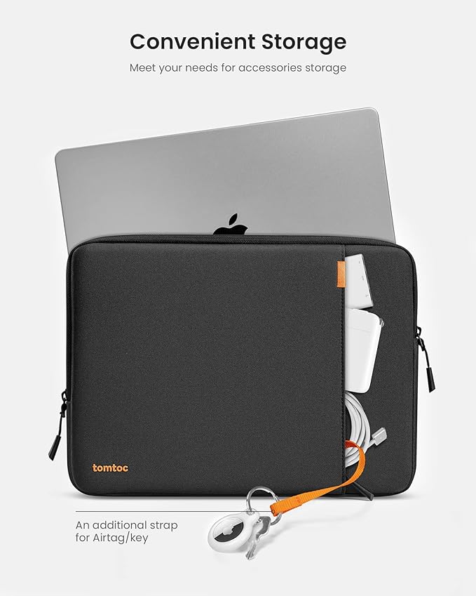 tomtoc 360° Protective Laptop Sleeve for 13-inch New MacBook Air M5/A3449 (2026) M4/A3240, M3/A3113, M2/A2681, M1/A2337, Water-Resistant Computer Case Bag Fits 13" MacBook Neo A18 & MacBook Pro M2/M1