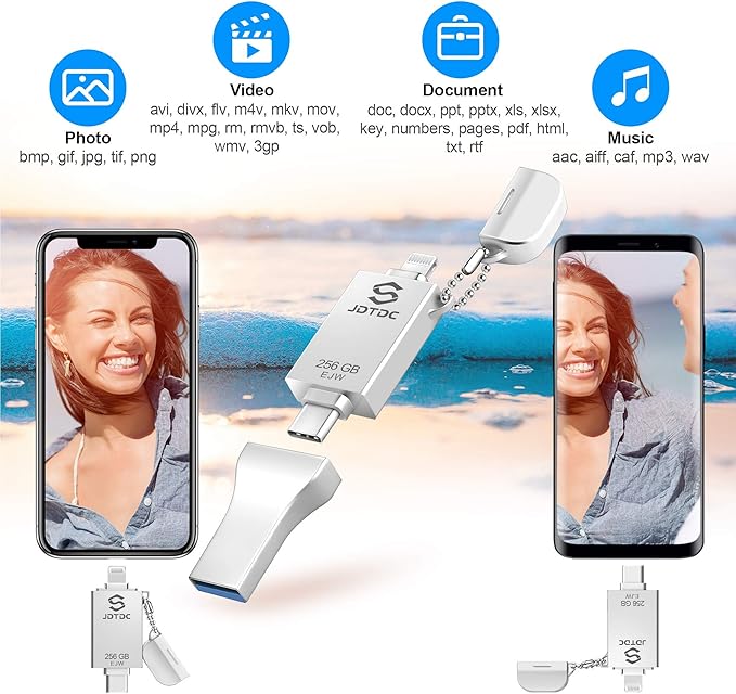 Genuine 256GB Apple MFi Certified Photo Stick for iPhone 17/16/15/14-3 in 1 USB C Flash Drive & Memory Stick - High Speed External Storage for Photos Videos iOS Backup, Android & PC (True Capacity)