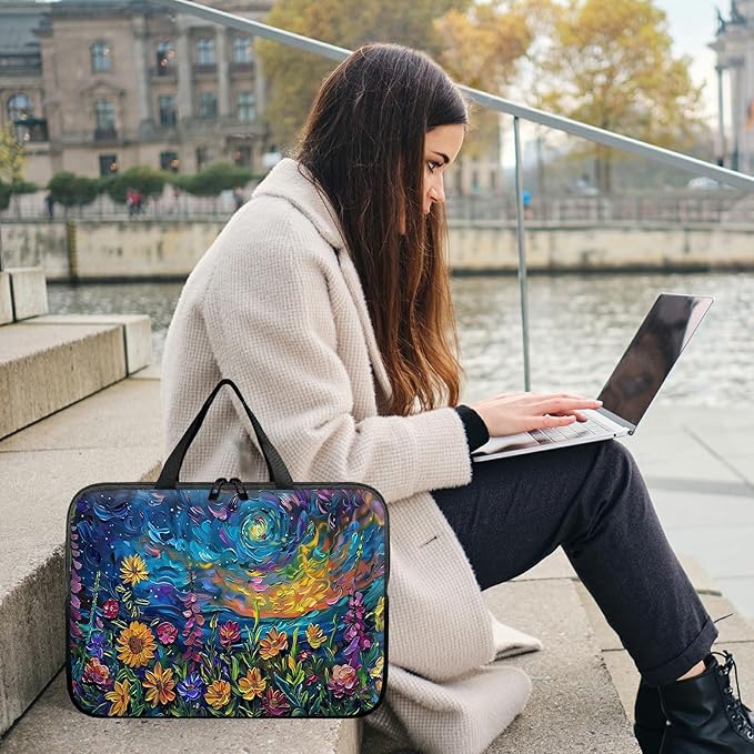 Laptop Sleeve Case Bag 15 inch, Watercolor Garden Flowers Slim Carrying Case Handbag Travel Laptop Bag for 15 inch MacBook Air M3/M2/15 Pro/Surface Laptop 7/6/5/4/3/ Dell XPS 15 Plus
