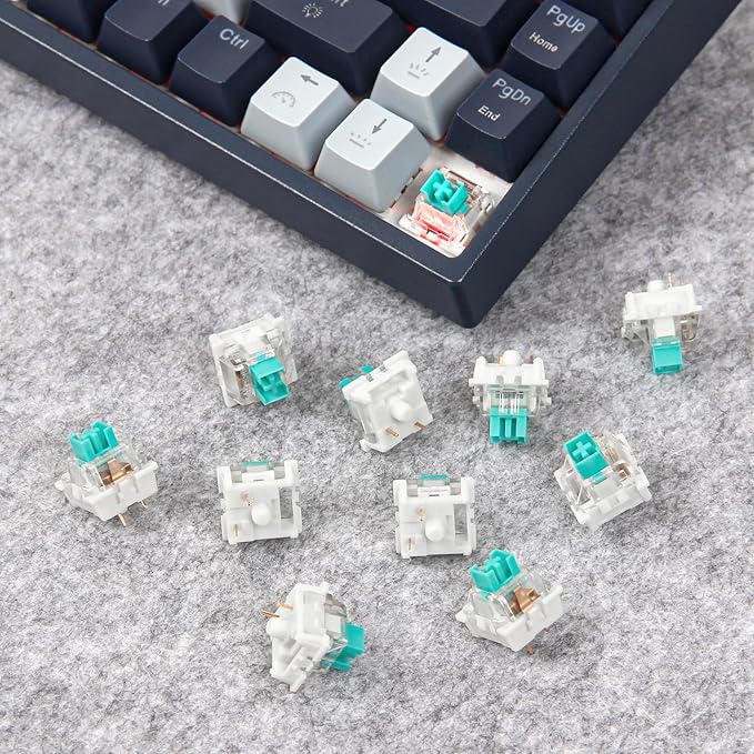 60 Pcs Mechanical Keyboard Switches 3-Pin Clicky Tactile, with 2-in-1 Keycap Puller and Cleaning Brush for DIY Custom Keyboards