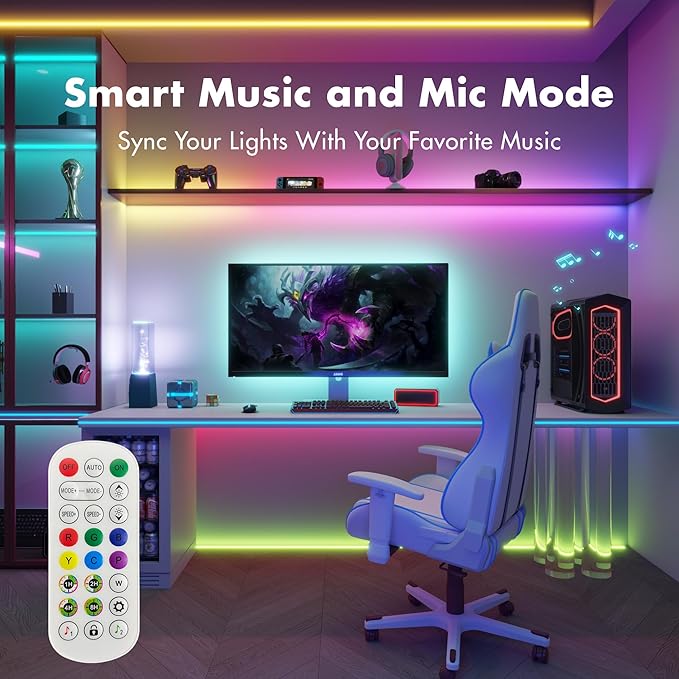 LED Strip Lights 65.6FT, Smart IC RGB Segmented DIY Color Changing, Rainbow Chasing Effects, WiFi App/Voice Control, Music Sync, Works with Alexa & Google Assistant, LED Lights for Bedroom Decor