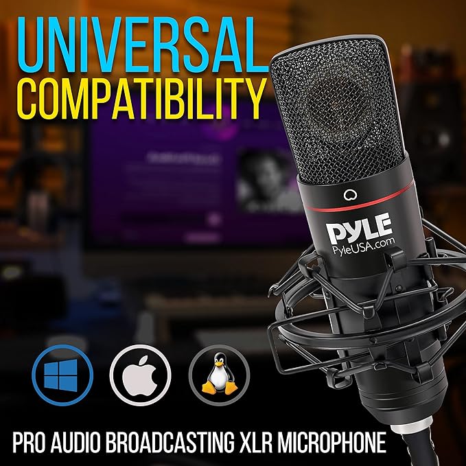 JOVIAL Large Diaphragm Cardioid Condenser XLR Microphone Kit - Big Capsule 34mm Pro Audio Mic - Audio Cardioid Condenser Studio Mic, Shock Mount, Travel Case, for Fat Vocals and Instrumentals