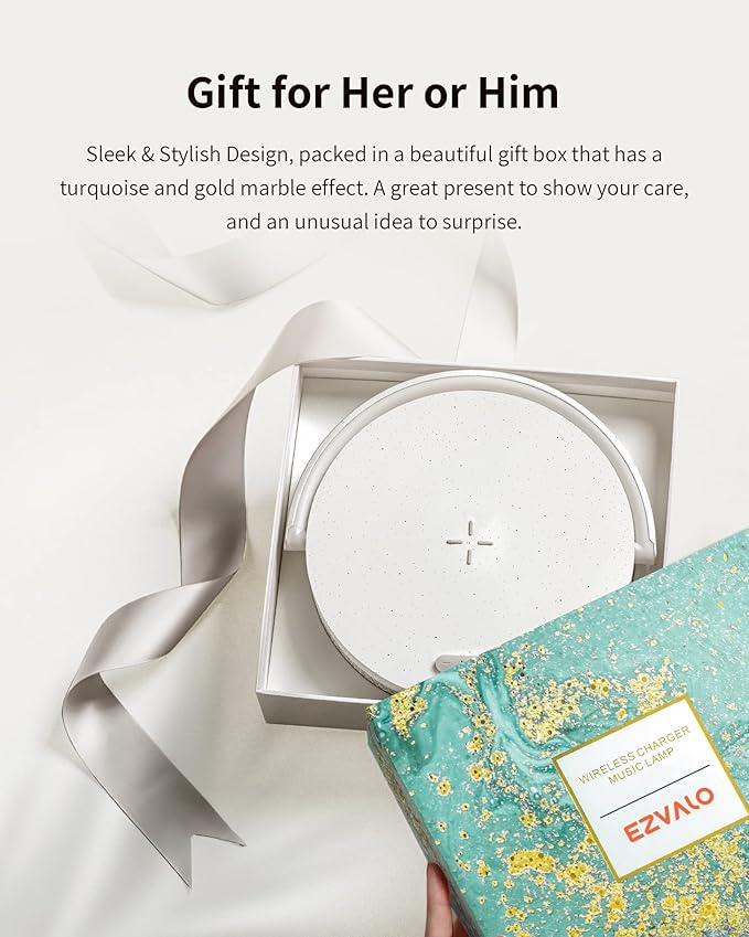 EZVALO Gifts for Mom, 4-in-1 Bedside Lamp with Bluetooth Speaker, Dimmable Night Light, Charging Station and Phone Holder, Birthday Gifts for Women, Teens, Wife and Friends