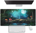 Large Gaming Mouse Pad (31.5" x 15.8") - Enchanted Forest Night Mushrooms and Fairies Fairy Tale, Extra XXL Office Accessories, Premium Stitched Anti-Slip Office Desk Mat