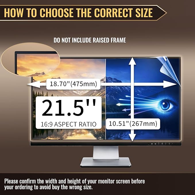 21.5 Inch Privacy Screen for Monitor with 16:9 Widescreen Monitor Blue Light Screen Protector - Anti-Glare - Anti-Scratch Protector Film for Data Confidentiality Privacy Shield [2 Pack]