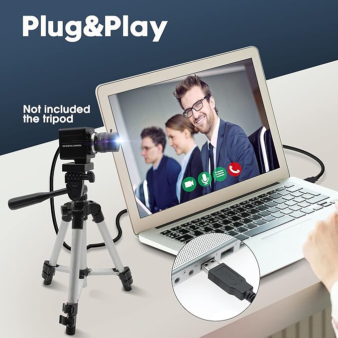 4K Webcam with 2.8-12mm Varifocal Lens, Plug&Play Sony IMX317 Sensor USB Camera Video Surveillance Streaming Computer Webcam 3840x2160@30fps USB Camera for Windows Linux Android Mac