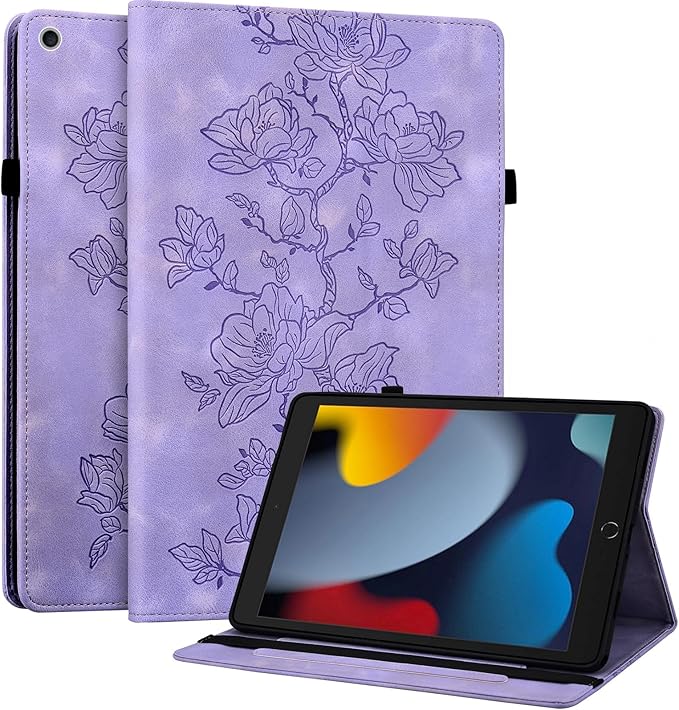 Case for iPad 9th/8th/7th Generation 10.2 Inch 2021/2020/2019, for iPad Air 3rd Gen/Pro 10.5 Inch,Auto Wake/Sleep Slim PU Leather Folio Cover with Multi-Angle Stand and Pen Holder, Purple