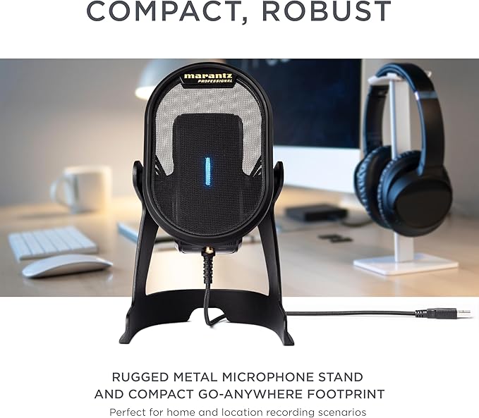 Marantz Professional Umpire - USB Microphone for Recording, Podcasting, Streaming and Gaming with Desktop Stand, Pop Filter and Shockmount, Black