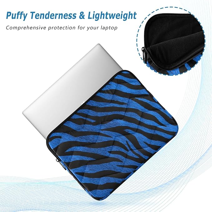 Laptop Case Sleeve, Blue Tiger Print Black Animal Shockproof Protective Computer Carrying Cover, Briefcase Handbags 15-16 inch Laptop Sleeve Bag