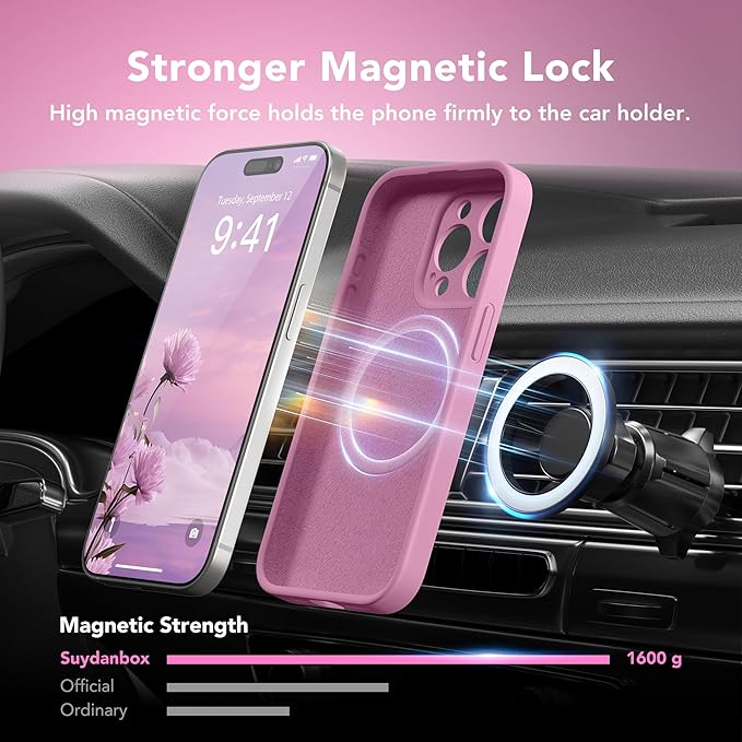 Magnetic for iPhone 14 Pro Max Case, Compatible with MagSafe, [Full Camera Protection][Screen Protector] Silicone Shockproof Protective Phone Case for iPhone 14 Pro Max 6.7", Blackcurrant
