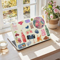 iCasso Compatible with MacBook Air 13 inch Case 2020-2018 Release A2337 M1 A2179 A1932, Cute Protective Plastic Hard Shell Case+Keyboard Cover for Mac Air 13.3,Vintage Stickers