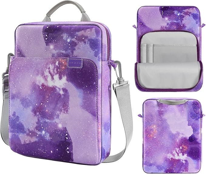 MoKo 13.3-14 Inch Laptop Sleeve Bag Fits Mac Neo 13-inch A18 Pro, Mac Pro 13.3" M2 2022/M5/M5 Pro/M5 Max 14.2" 2026, Mac Air 13.6" M5 2026, Handle Carrying Case with Shoulder Strap,Purple Starry Sky