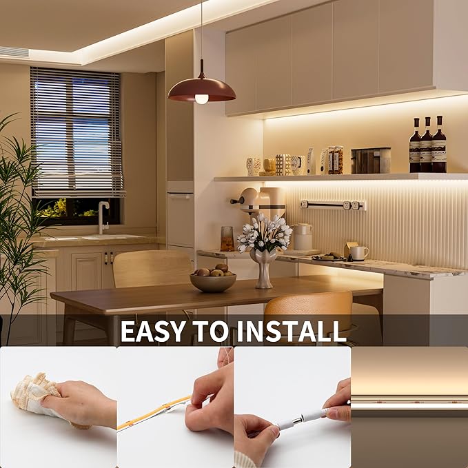 PAUTIX COB LED Strip Light 3087LEDs 20ft/6.1m Natural White 4000K,CRI90+ Super Bright High Lumen,Lead-Free Material 24V Flexible LED Tape,for Home&Office DIY Lighting Project(Adapter Not Included)