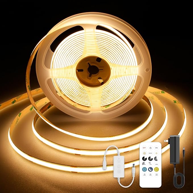 COB LED Strip Lights 9.84ft, Warm White 2700K LED Light Strip, DC24V Tape Light, CRI93+, Bluetooth App Control, Dimmable LED Strips for Bedroom,Cabinet,Living Room.