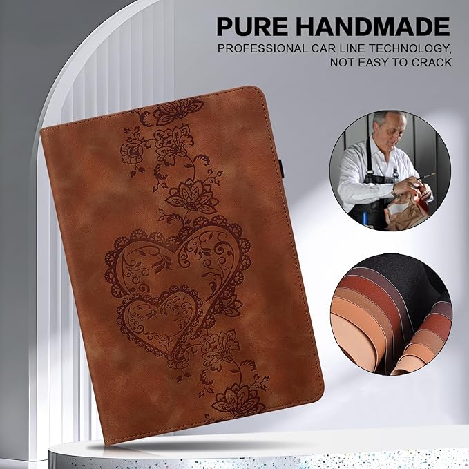 Case for iPad mini 7 2024 (A17 Pro) / 6 2021, iPad mini 7th/6th Generation Case 8.3 inch, Embossed PU Leather Stand Cover with Card Slots, Brown