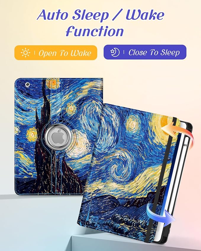 Kidcube for iPad 9th/8th/7th Generation Case 10.2 Inch - for Women Girls Kids Cute Rotating Stand Folio Cover with Pencil Holder & Card Slot Cool Unique Design Teens for iPad 9th/8th/7th Gen Cases