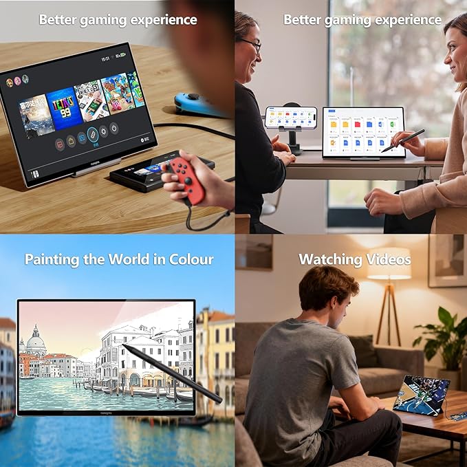Portable Monitor Touchscreen for Mac 13.3" 2.5K Touch Screen Monitor with Protective Sleeve, USB-C Plug & Play 1500:1 0.22" Laptop Screen Extender for Mac Laptop PC Without Stand and Stylus