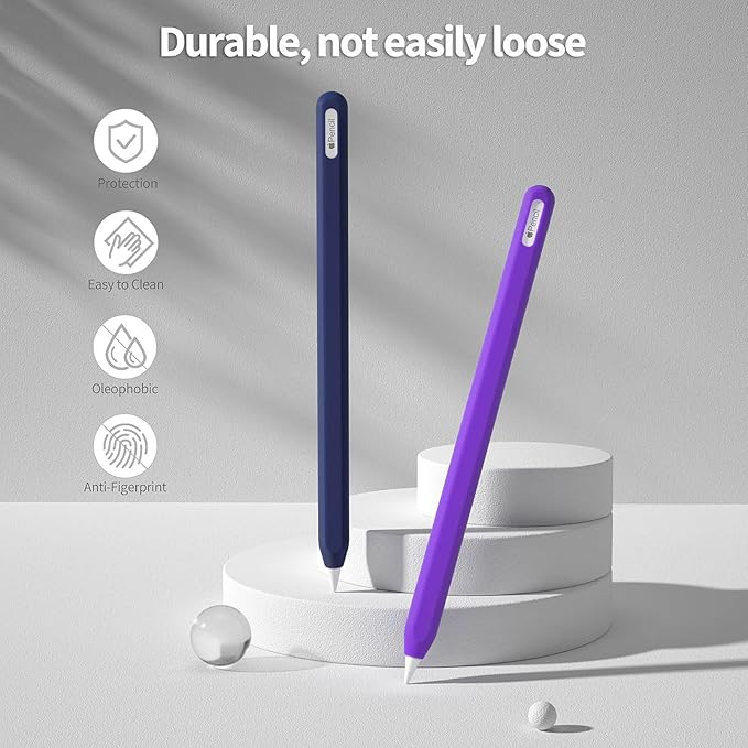 Hi Color Silicone Pencil Cover for Apple Pencil 2nd/Apple Pencil Pro Cover Case Sleeve Ipad Pencil Protective Cover (Dark Blue+Purple)