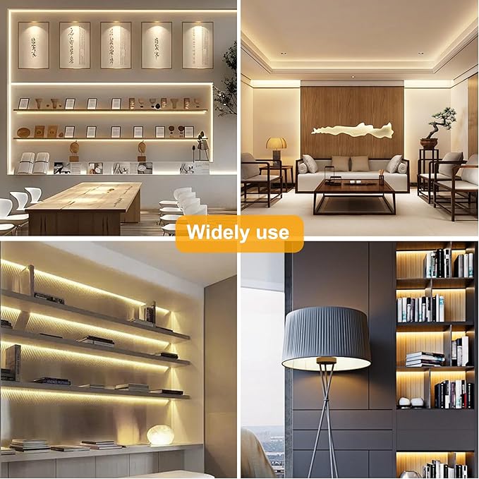 Pandery COB LED Strip Lights Warm White,24V Dimmable led Light Strip KIT with Remote and app Control,3000K 25FT/7.5m 8mm Wide Ra>90 Cuttable Flexible Strip Lights for Bedroom,Wardrobe,Cabinet