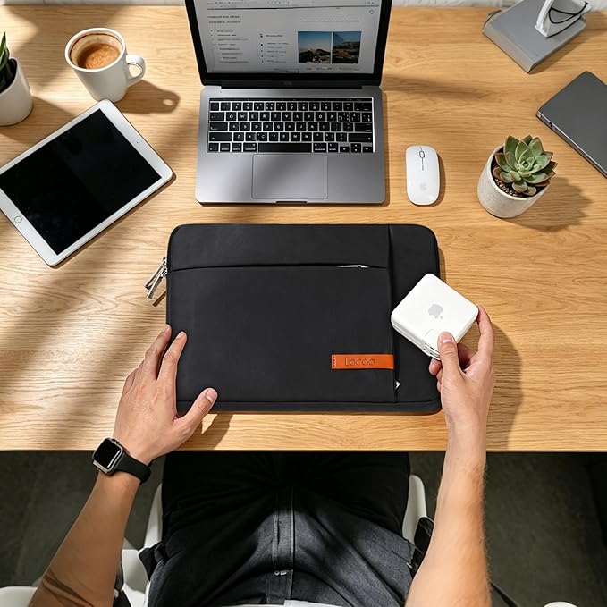 Lacdo 14 Inch Laptop Sleeve Case Computer Bag for HP Lenovo Dell ASUS Acer Chromebook 14 / HP Stream 14 / Dell Inspiron 14 / Lenovo IdeaPad 14 / Acer Spin 3 / ASUS ZenBook 14, Water-Resistant, Black
