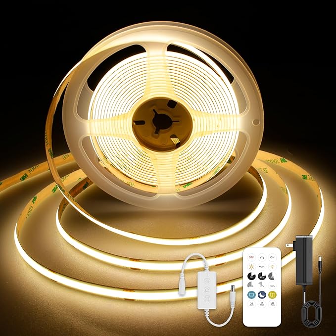 COB LED Strip Lights 9.84ft, 3000K Warm White LED Light Strip, DC24V Tape Light, CRI93+, Bluetooth App Control, Dimmable LED Strips for Bedroom,Cabinet,Living Room.