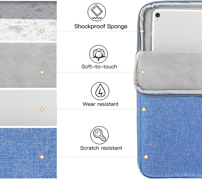 TiMOVO 9-11" Tablet Sleeve Bag for iPad 11-inch A16 2025, iPad 10.9"/10.2"| Air 11 Inch/5th/4th Gen. 10.9", Galaxy Tab A9+/A11Plus 11", Protective Bag Fit Smart Keyboard, Sky Blue