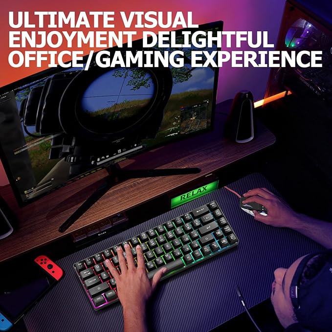Guiheng Wired 60% Gaming Keyboard and Mouse Combo, Ultra-Compact 61 Keys RGB Backlit Mini Keyboard, Lightweight 3200 DPI Optical Mouse, Gaming Set for Windows, PC, MAC, PS5, Xbox Gamer (Black)