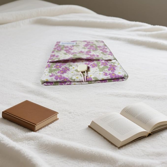 Padded eReader Sleeve Tablet Bag Pouch for Paperwhite, Colorsoft,Signature Edition, Voyage,Scribe/Kobo eReader,Floral Book Protector for Paperbacks and Small Hardcovers (Purple, Large)