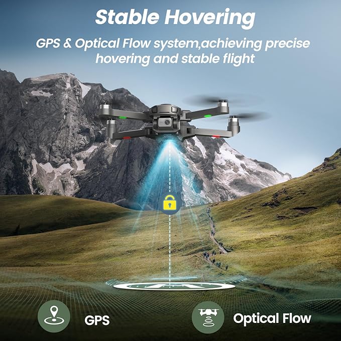 Drones with Camera for Adults 4k, WeFone WF30 GPS FPV Foldable Quadcopter for Beginners, Follow Me and Auto Return Home, Brushless Motor, 5G Transmission, 2 Batteries for 40 Mins Flight Time, Black