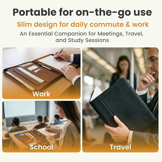 KHOMO Universal Padfolio Case – Tablet Portfolio Organizer with Notepad Holder – Compatible with iPad 10th/11th Gen, iPad Pro 11, iPad 7/8/9 (10.2", 10.9", 9.7")