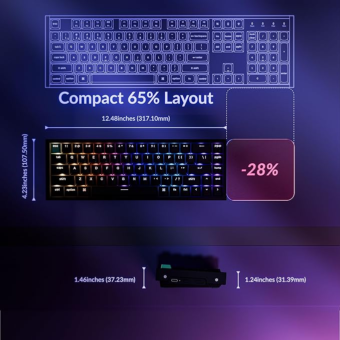 Keychron K6 HE Hall Effect Magnetic Keyboard, 65% Wireless Gaming Keyboard, 1000Hz 2.4GHz & Bluetooth, Adjustable Actuation & Rapid Trigger, Double-Shot PBT, Aluminum/Wood Frame, for Mac Windows