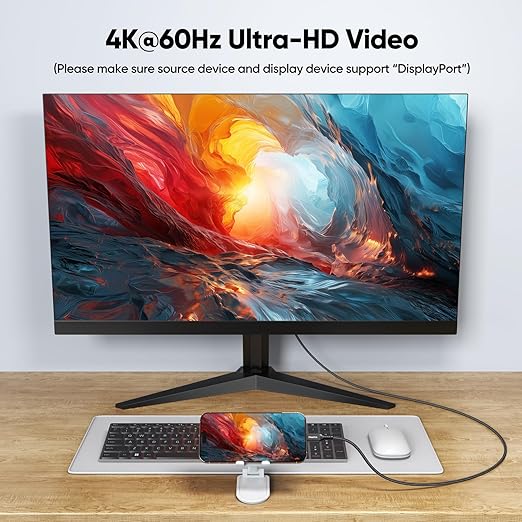 USB C 3.2 Gen 2 Cable 10ft, 4K@60Hz/ 20Gbps/ 100W Type C Video Display Monitor Cord, USBC High Speed Data Transfer/Fast Charging for Monitor HDTV Laptop Docking Station and More