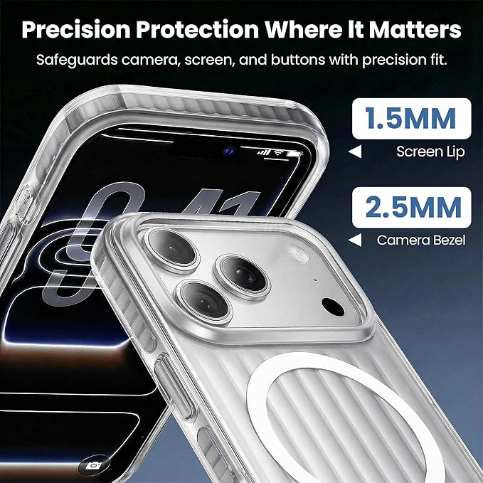 Magnetic Cooling Case for iPhone 17 Pro Max, with Air Vortex Heat Dissipation Technology, Anti-Fingerprint, Fit for MagSafe, Military-Grade Bumper, Included Camera Lens & Screen Protector,Sliver