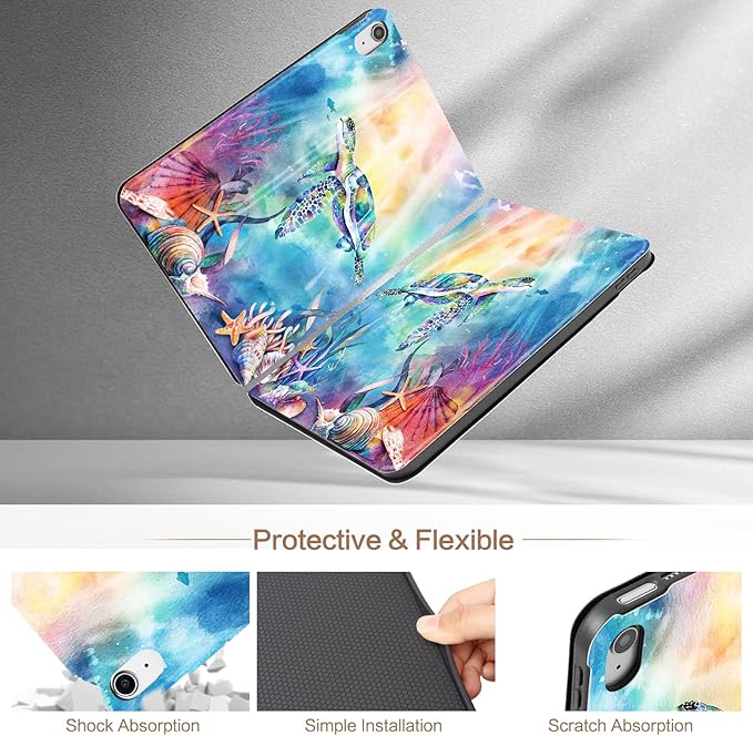 Lokigo New iPad (A16) 11th Generation Case 11 Inch 2025, iPad 10th Generation Case 2022 10.9 Inch, Multi-Angle Viewing Protective Stand IPad Cover 10th Generation, Auto Wake/Sleep, Turtle