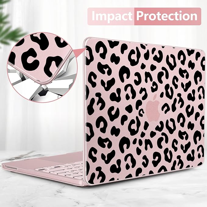 DONGKE for MacBook Neo 13 inch Case 2026 (Model A3404), Artistic Leopard Pattern Ultra Slim Frosted Matte Hard Shell, Anti-Scratch & Fingerprint Resistant Cover, Leopard Blush