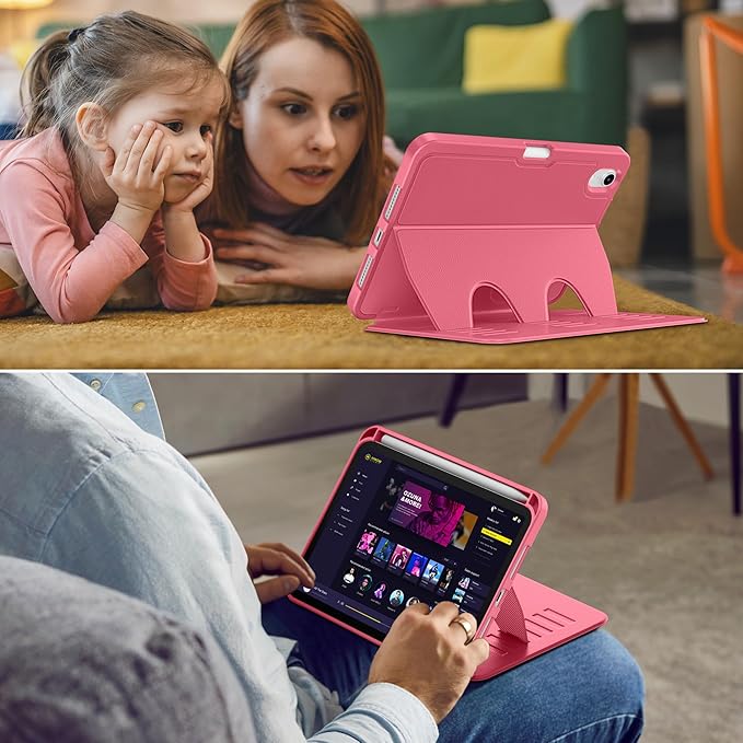 VIKESI Case for iPad mini 7 (A17 Pro) and iPad mini 6,Multiple Angles Magnetic Stand Cover,Shockproof Soft Back,Pencil Holder,and Auto Sleep/Wake,Watermelon