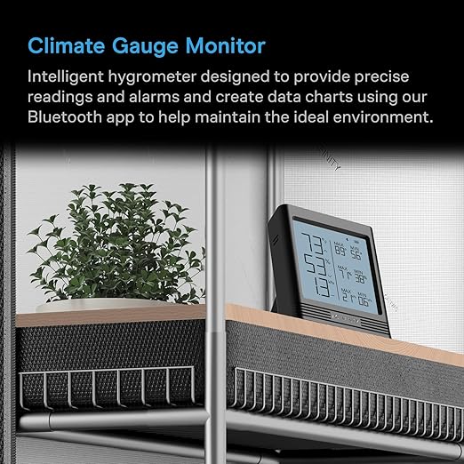 AC Infinity Temperature Humidity VPD Smart Hygrometer B2 with LCD Display & Bluetooth App Monitor, Climate Gauge Thermometer for Basements, Guitar Rooms, Grow Tents and Greenhouses