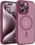 TOCOL for Phone 15 Pro Case, Compatible with Magsafe Charger, Full Camera Protection, Drop Protection, Translucent Matte Phone Case for iPhone 15 Pro 6.1 inch (Plum)
