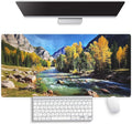 Large Gaming Mouse Pad (31.5" x 15.8") - Natural Landscape Mountains of Colorado with Forest and River Summer Foliage Idyllic, Extra XXL Office Decor, Premium Stitched Anti-Slip Office Desk Mat