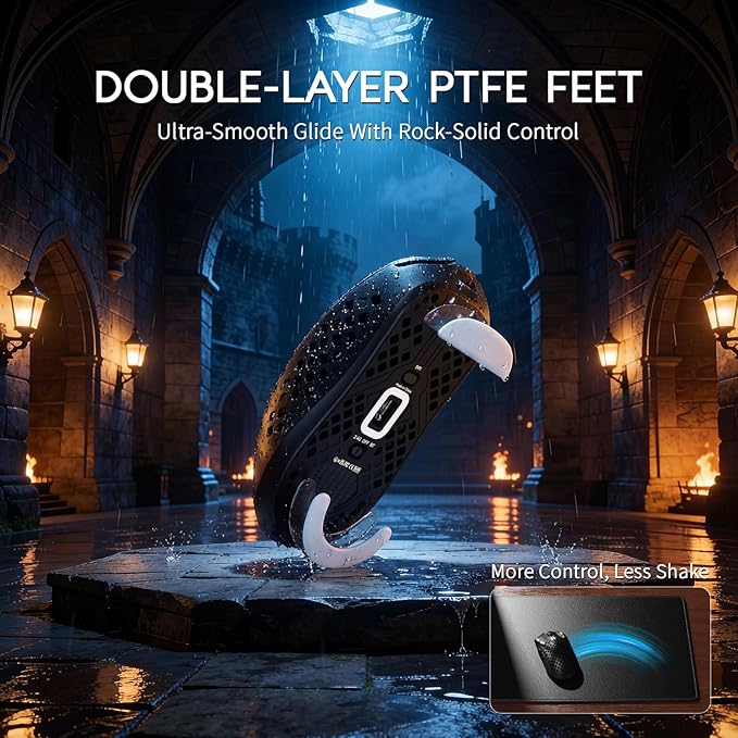 MAMBASNAKE M2 Carbon Fiber Wireless Gaming Mouse,PAW3395PRO 40K DPI Optical Sensor,41g Ultra Lightweight Ergonomic,Programmable Buttons BT/2.5Ghz/Wired Mice Computer Accessories for PC/Mac-Black