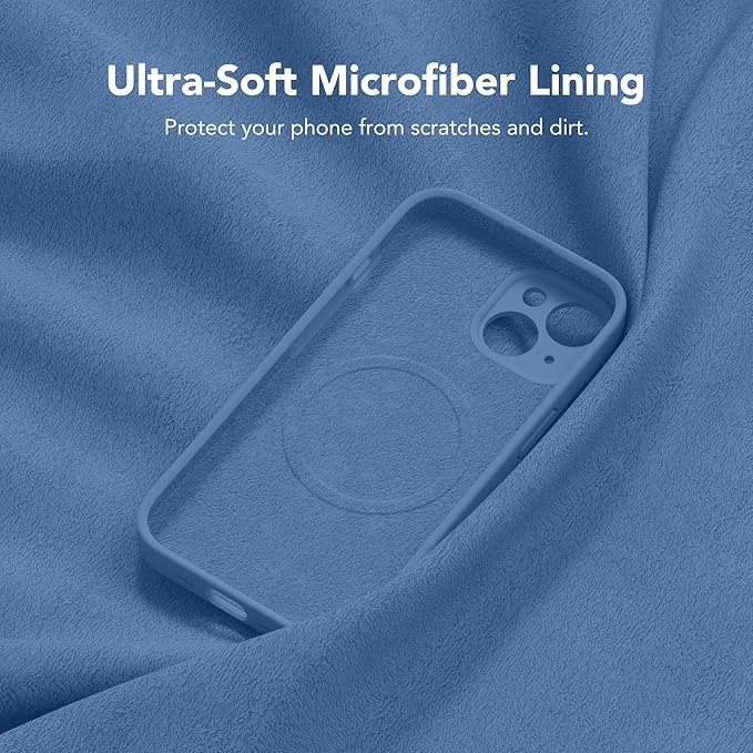 Magnetic for iPhone 14 Case, Compatible with MagSafe, [Full Camera Protection][Screen Protector] Silicone Shockproof Protective Phone Case for iPhone 14 6.1 inch, Lake Blue