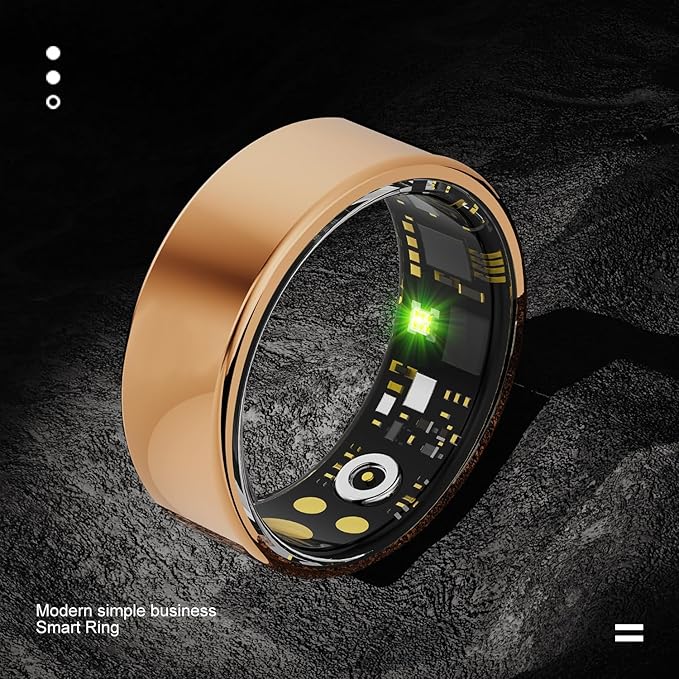 Smart Ring for Men & Women, Fitness and Health Tracker with Sleep Monitoring, Steps Counting, Daily Wellness Insights, IP68 Waterproof, No Subscription, Compatible with App (Gold, 10)