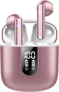 Wireless Earbuds, Bluetooth 5.4 Headphones HiFi Stereo, Bluetooth Earbuds with ENC Noise Cancelling Mic, 36H LED Display Ear Buds, IPX7 in Ear Earphones for Phone Tablet Laptop Sports, Rose Gold