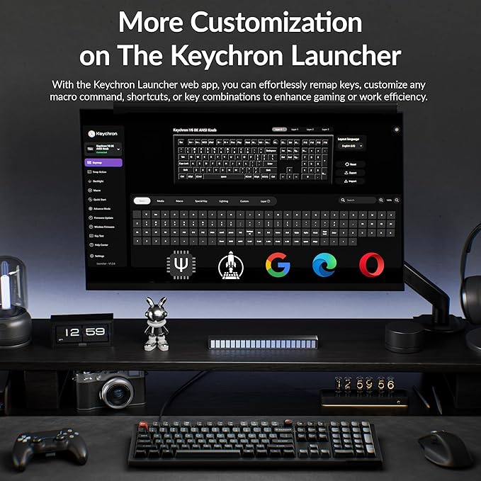 Keychron V6 8K Full Size Wired Mechanical Keyboard with Programmable Knob, 8000 Hz Polling Rate, OSA PBT Keycaps, Hot-swappable Super Brown Switchs, RGB Backlit for Mac Windows Linux