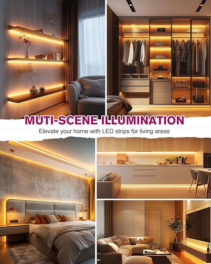 EMITEVER COB LED Strip Lights Warm White, 24V 2700K Tape Light Premium High Density, 300+Lumens/ft, 2400LEDs/Spool, Ra 90+, 16.4ft, 3W/ft, UL Listed 5 Year Warranty (Power Supply Sold Separately)