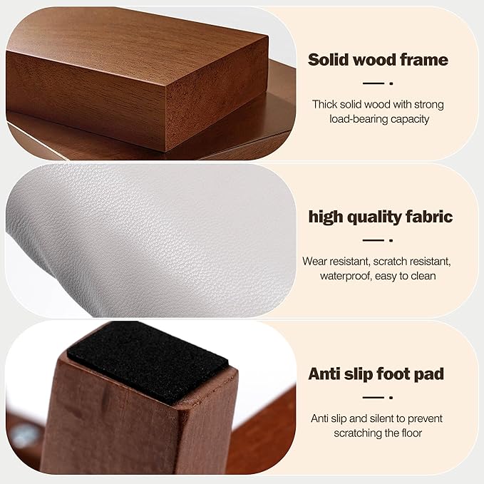 Sosola Foot Stool with Leather Cover,Foot Rest Made of Wooden for Couch,Bench,Sofa,Under Office Desk