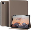 for iPad Pro 12.9 Case (2018-2022) Leather Folio Stand with Pencil Slot, Auto Wake/Sleep, Multi-Angle - Gray Brown