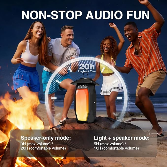 Olafus 2 Pack Outdoor RGB Bluetooth Speakers, 50W Wireless Outdoor Speakers with TWS Stereo Bass, IPX5 Waterproof Lantern Speakers for Pool Patio Garden Camping Party