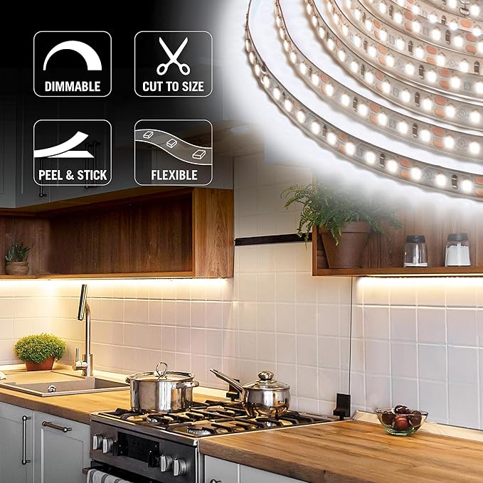 Armacost Lighting RibbonFlex Pro 12V White LED Strip Lights 120 LED/m, 3000K, 8.2 ft 143210