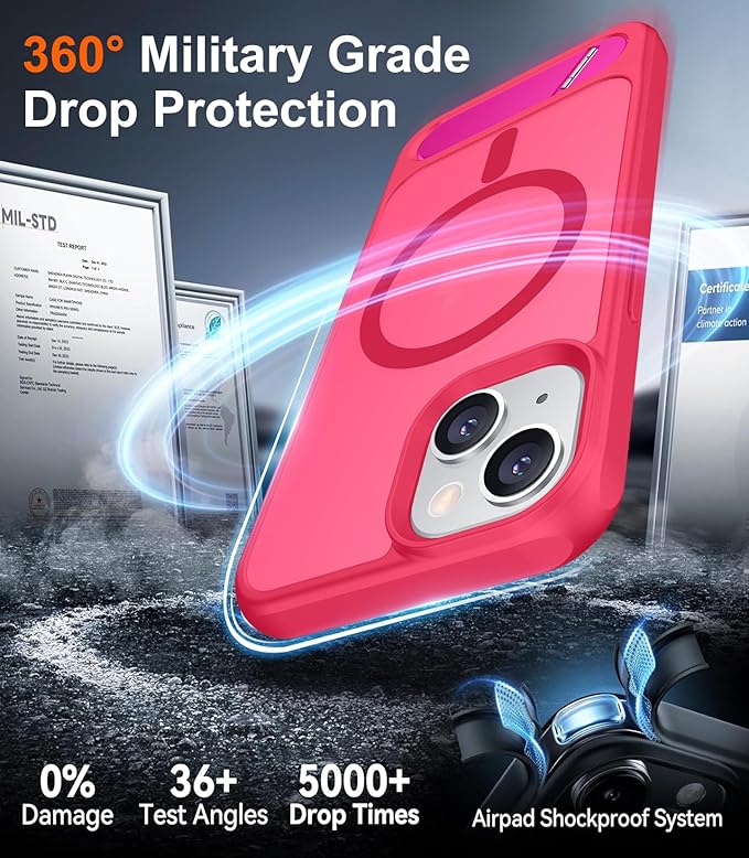 Magnetic Compatible with iPhone 15 Plus Case & iPhone 14 Plus Case, [Built-in Invisible Kickstand][Compatible with MagSafe][Military Grade Shockproof] Slim Translucent Matte Phone Case 6.7"